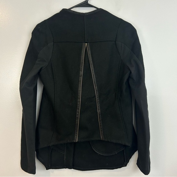 Coragroppo Black Wool & Leather Cowl Neck Multi Zipper Jacket Size Small - Picture 5 of 12